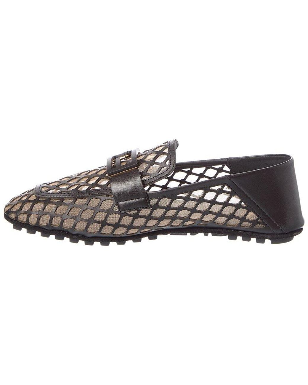 Fendi Black Baguette Mesh & Leather Loafer