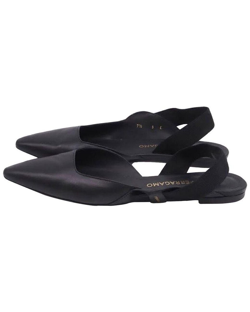 Ferragamo Black Leather Vaina Slingback Ballet Flat (Authentic Pre-Loved)