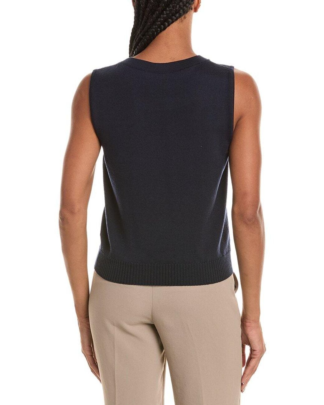 Oscar de la Renta Blue Wool Knit Tank Top
