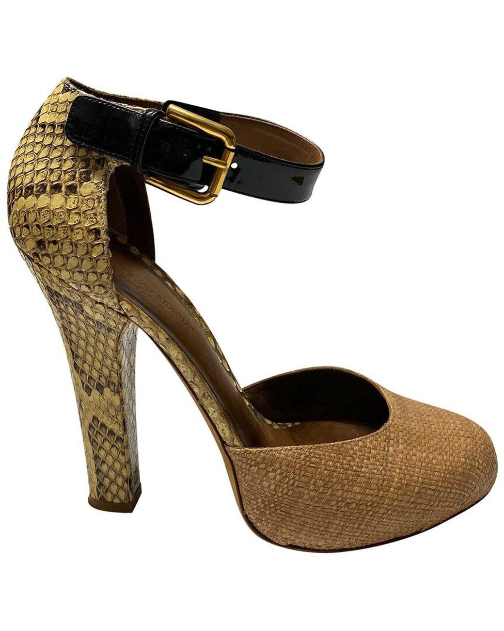 Dolce & Gabbana Metallic Python Leather Animal Print D'Orsay Pump (Authentic Pre-Loved)