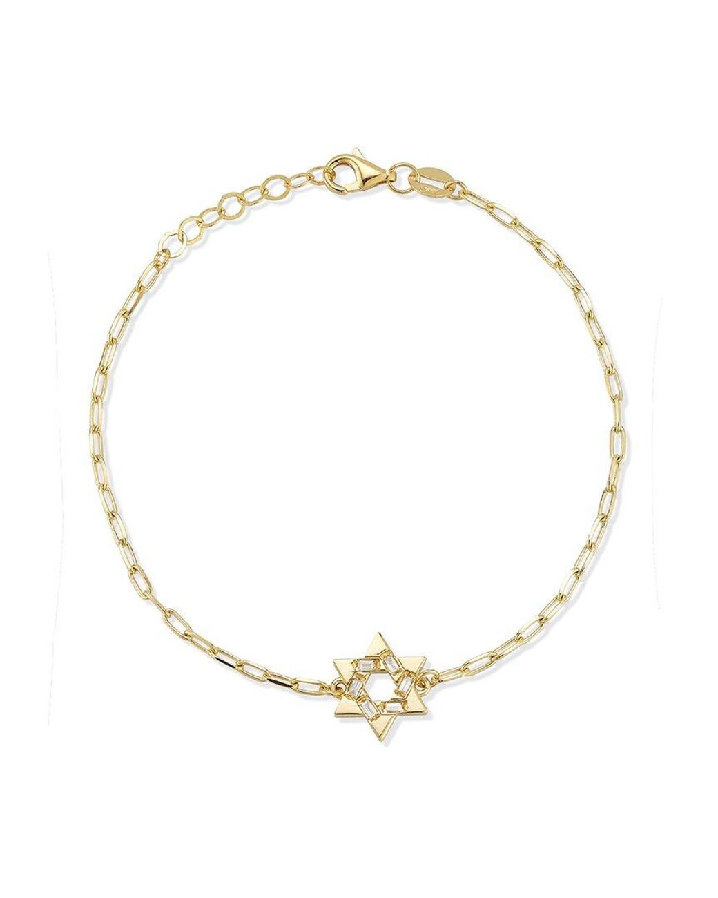 Ember Fine Jewelry Metallic 14K 0.06 Ct. Tw. Diamond Star Of David Paperclip Chain Bracelet