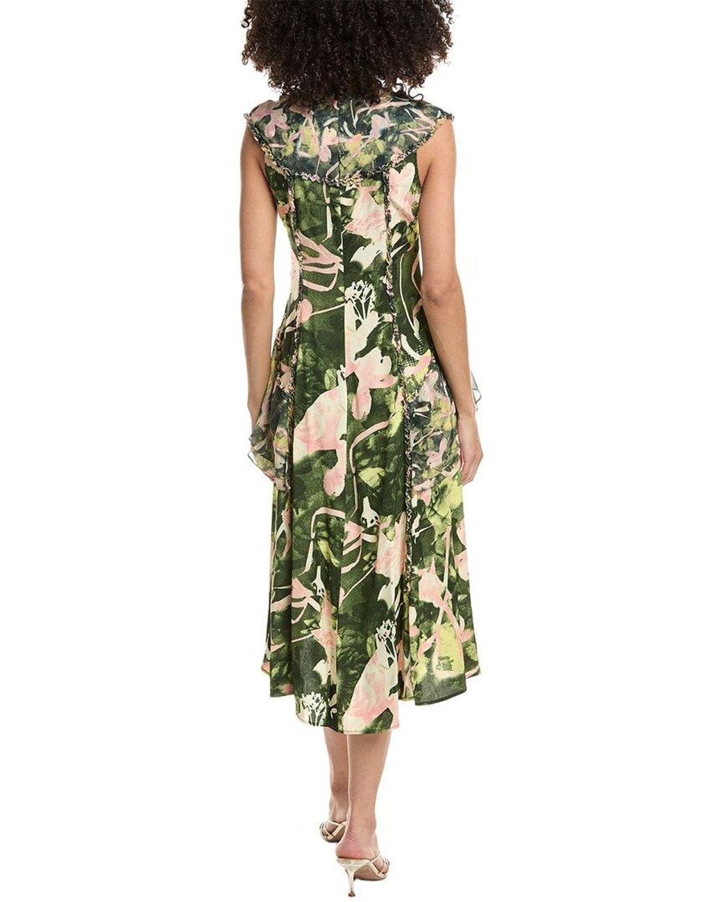3.1 Phillip Lim Green Floating Iris Ruffle Dress