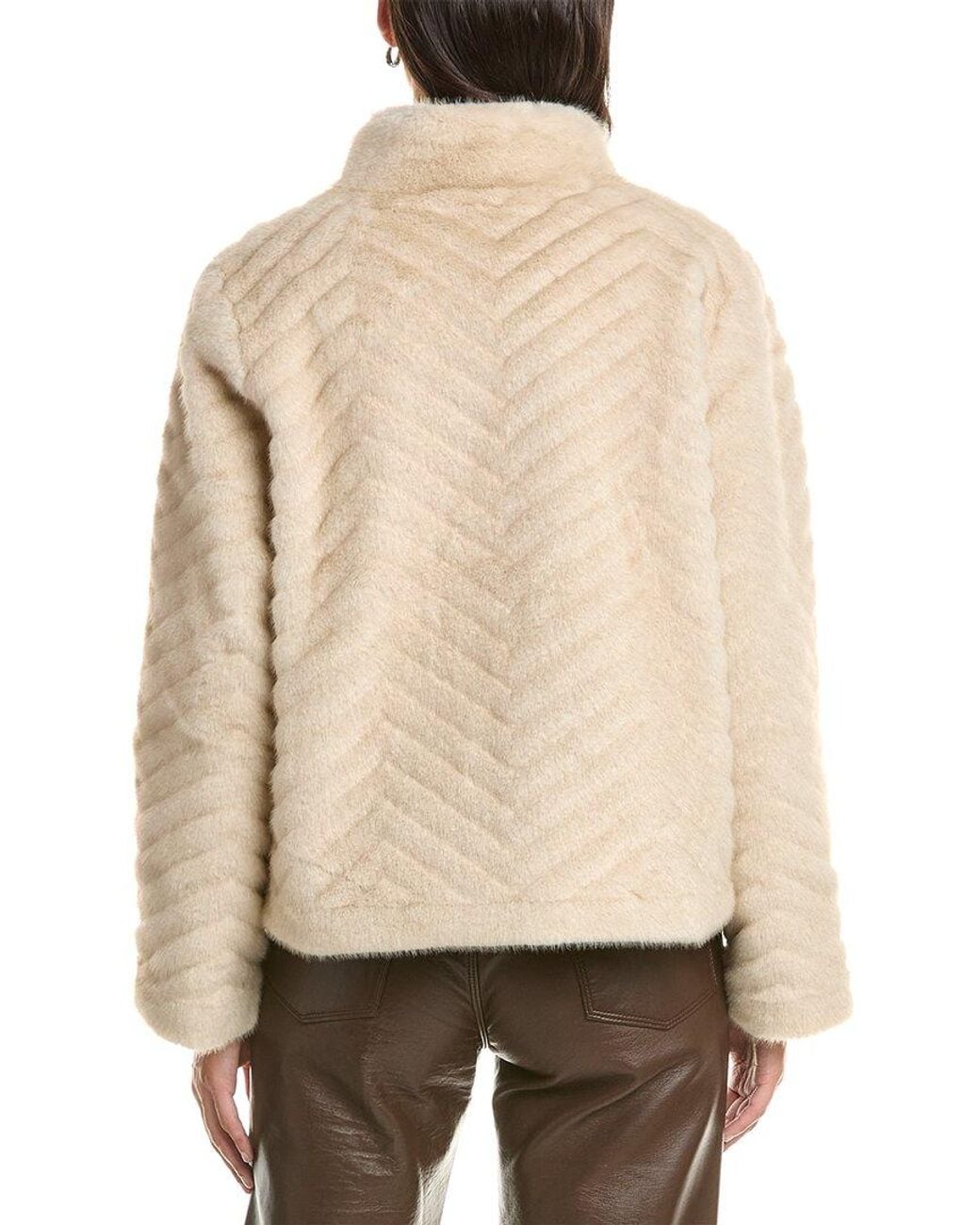 La Fiorentina Natural Striped Faux Fur Jacket