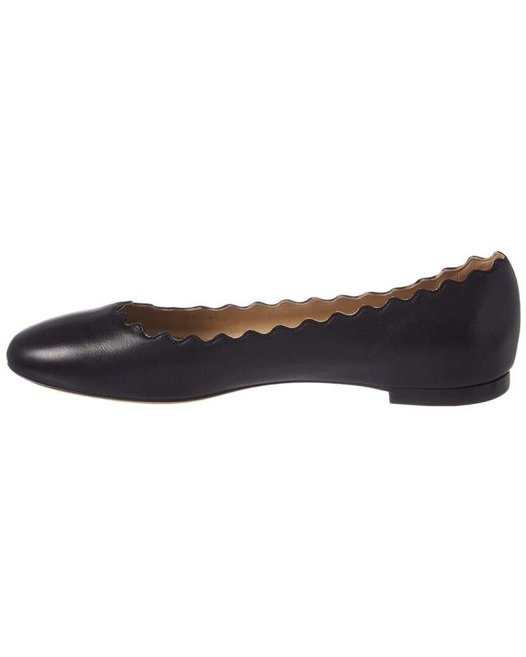Chloé Blue Lauren Scalloped Leather Ballerina Flat