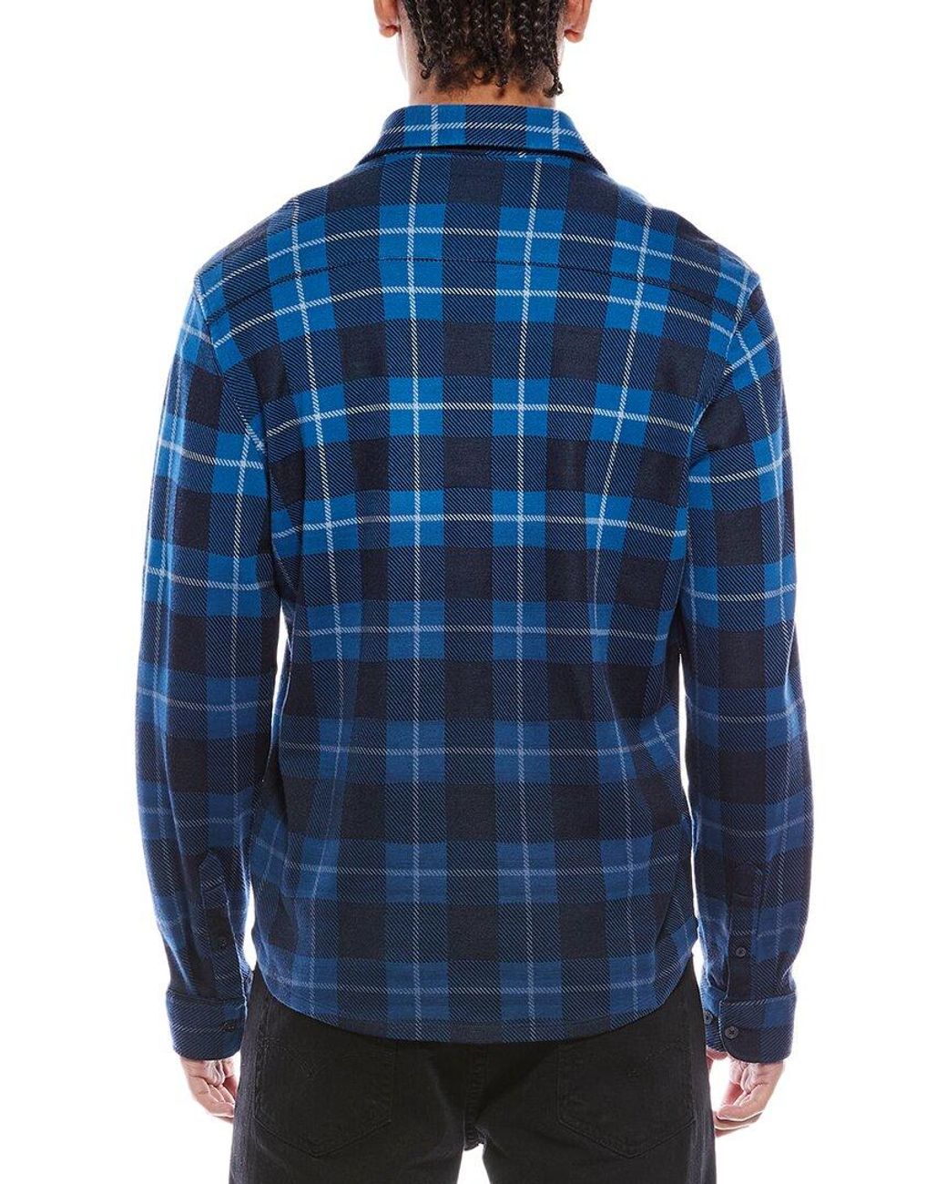 Stone Rose Blue Jacquard Knit Check Shirt for men