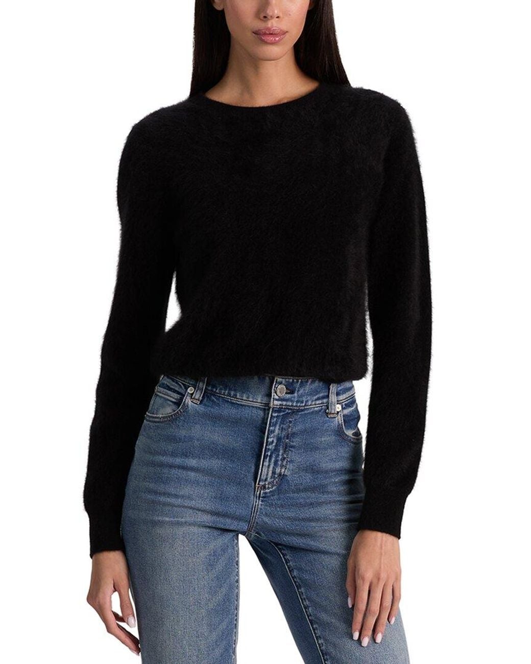 Alice + Olivia Black Carolee Crewneck Cashmere-Blend Pullover