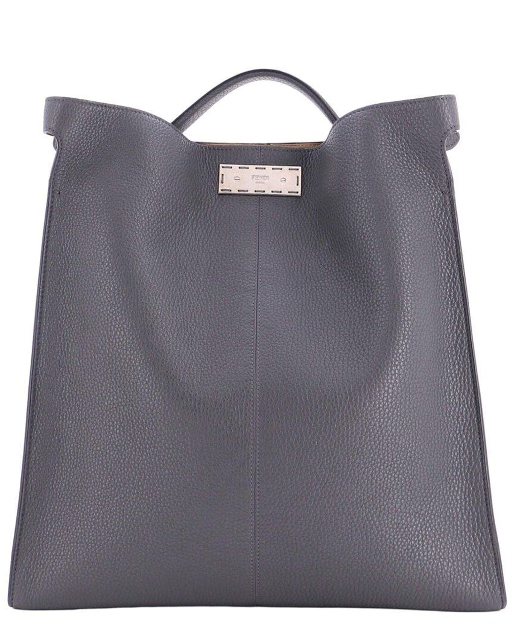 Fendi Black Grey Sheep Leather Peekaboo X-lite Fit Bag (authentic Pre-loved)