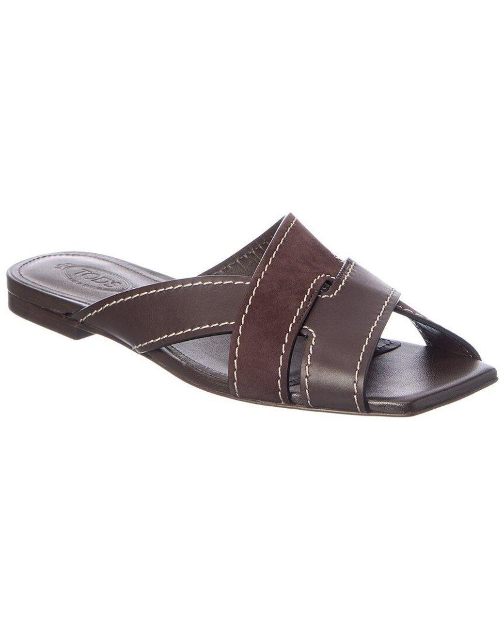 Tod's Brown Suede & Leather Sandal