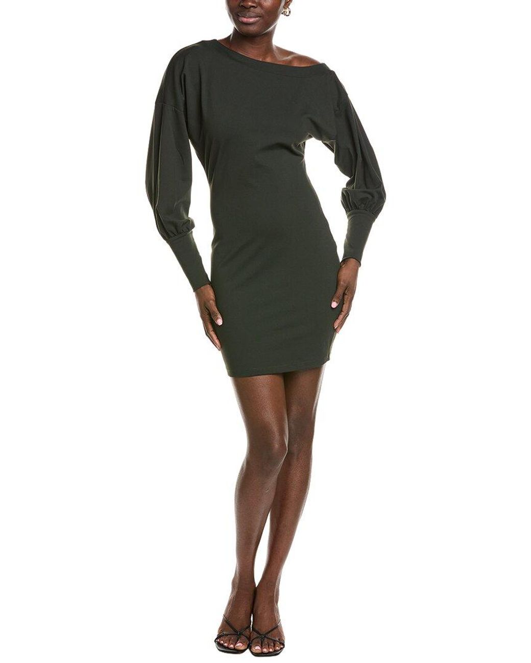 Susana Monaco Green One Side Off Shoulder Dress