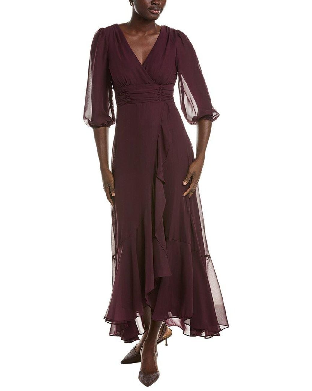 Maison Tara Red Long Sleeve Maxi Dress