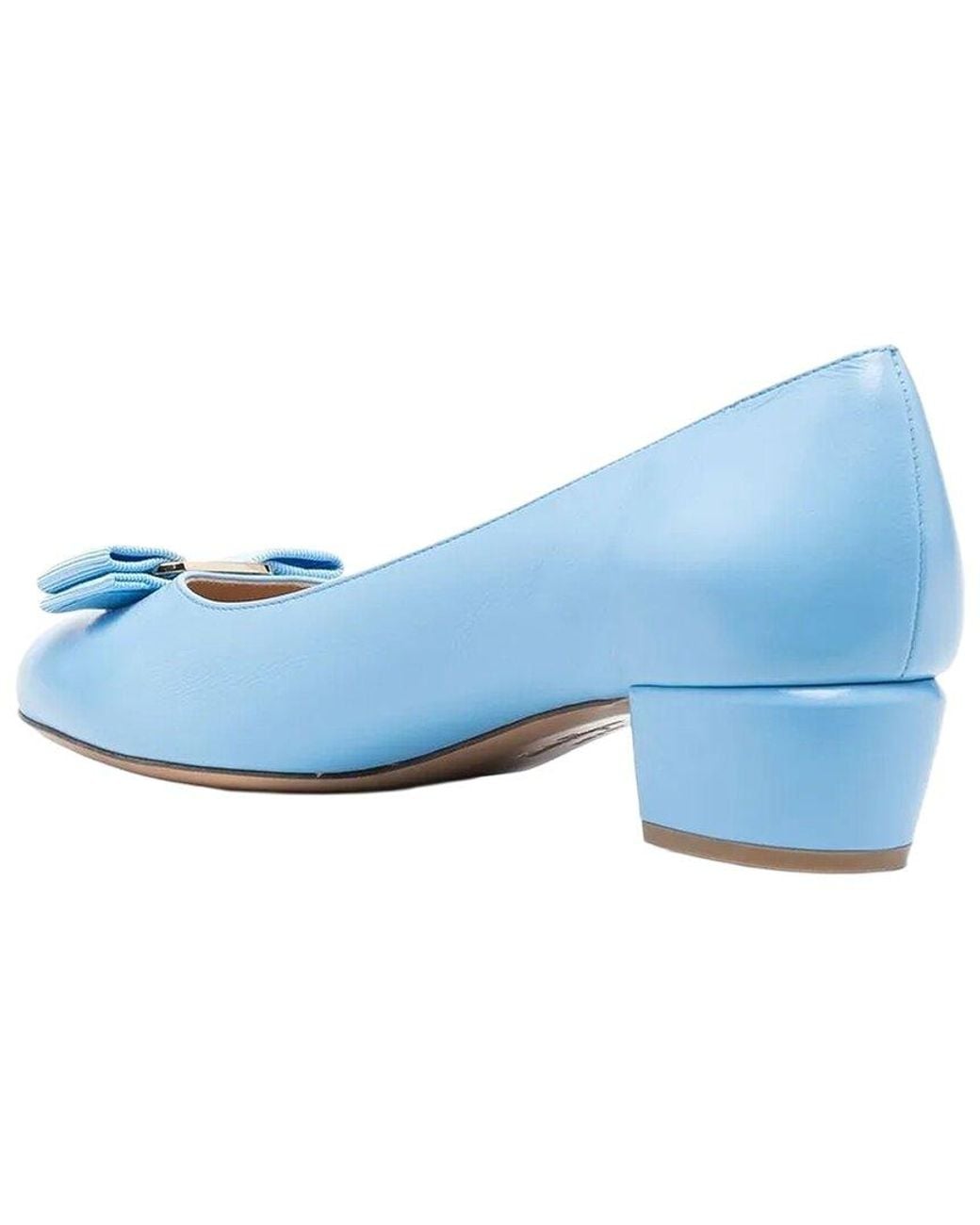 Ferragamo Blue Kitten Leather Pump