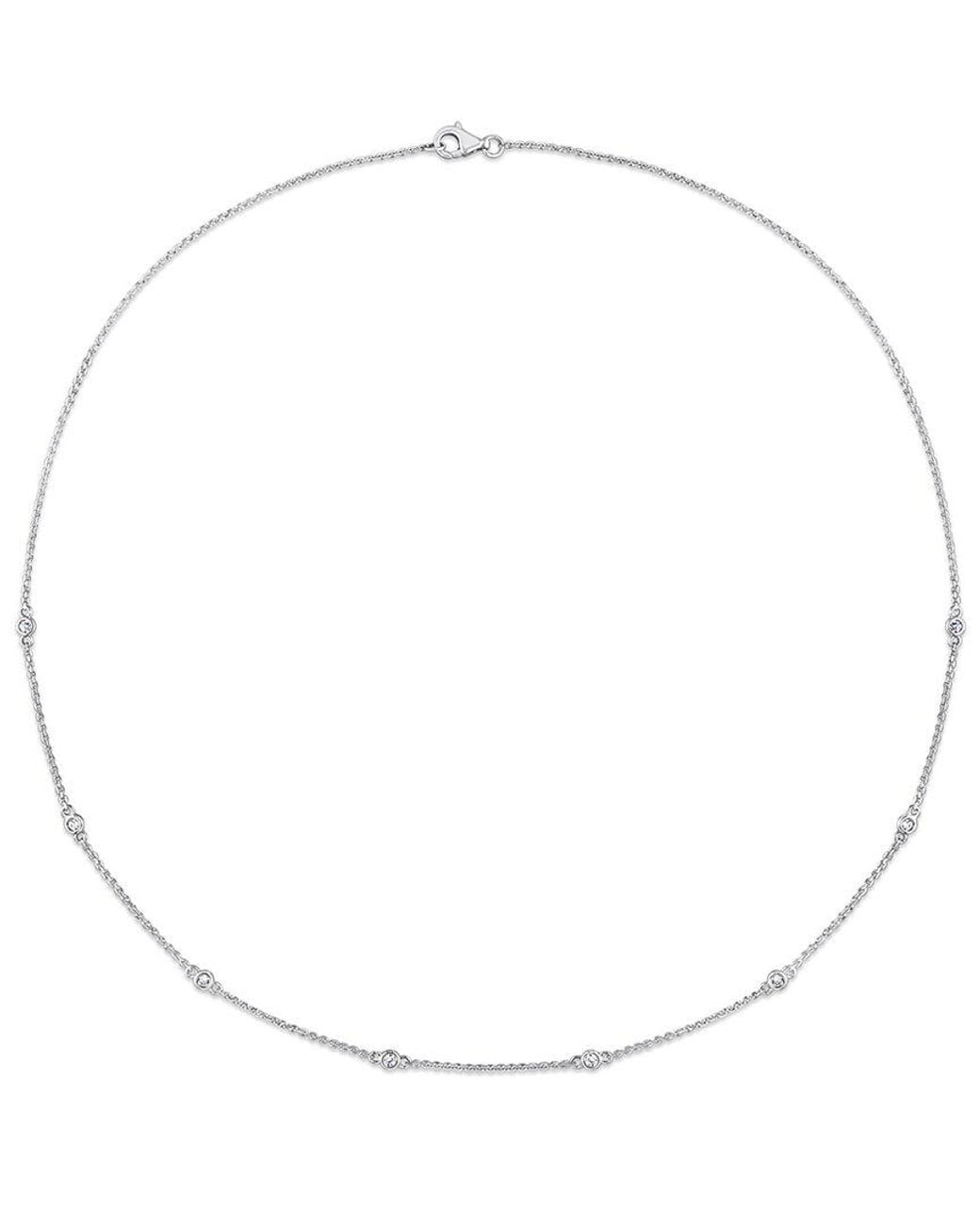 Diamond Select Cuts Natural 14K 0.18 Ct. Tw. Diamond Station Necklace