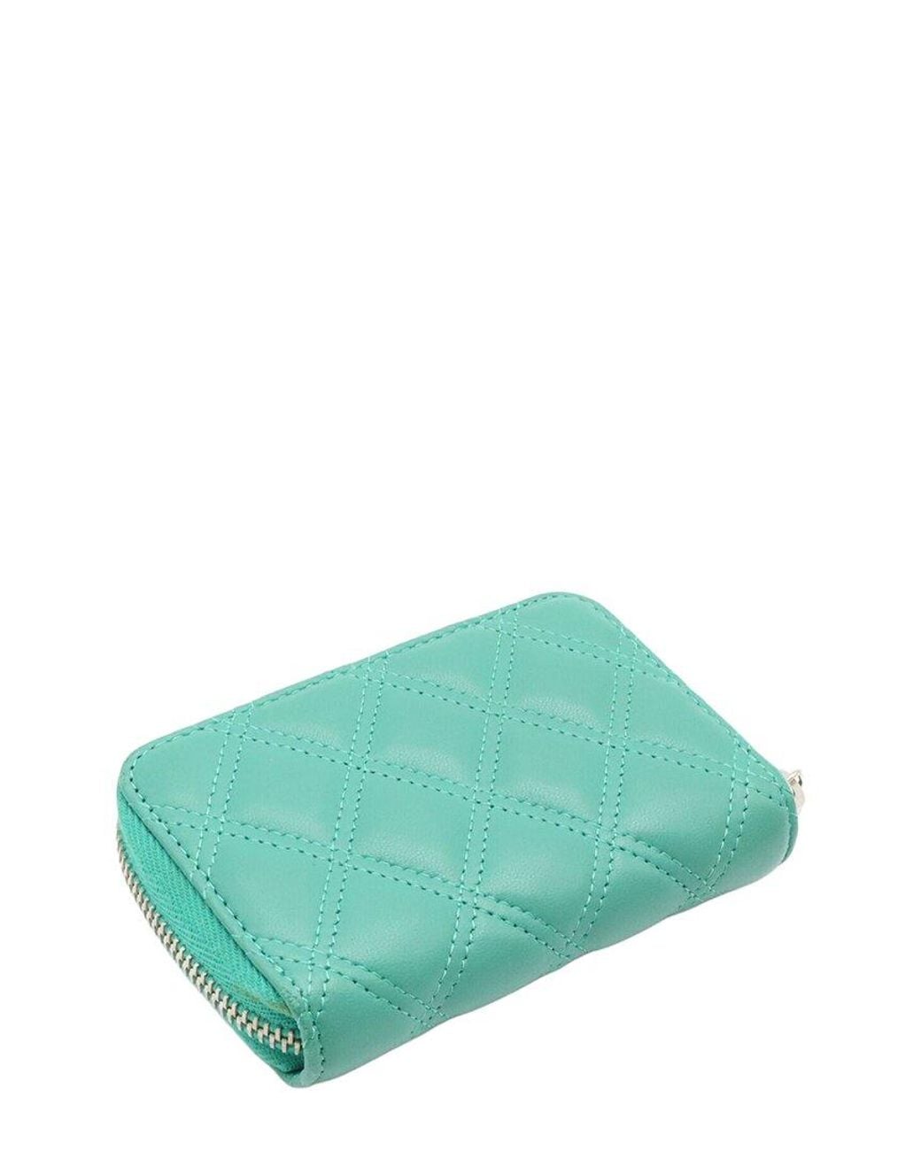 Chanel Green Lambskin Matelasse Coco Mark Zip Coin Case (Authentic Pre-Loved)