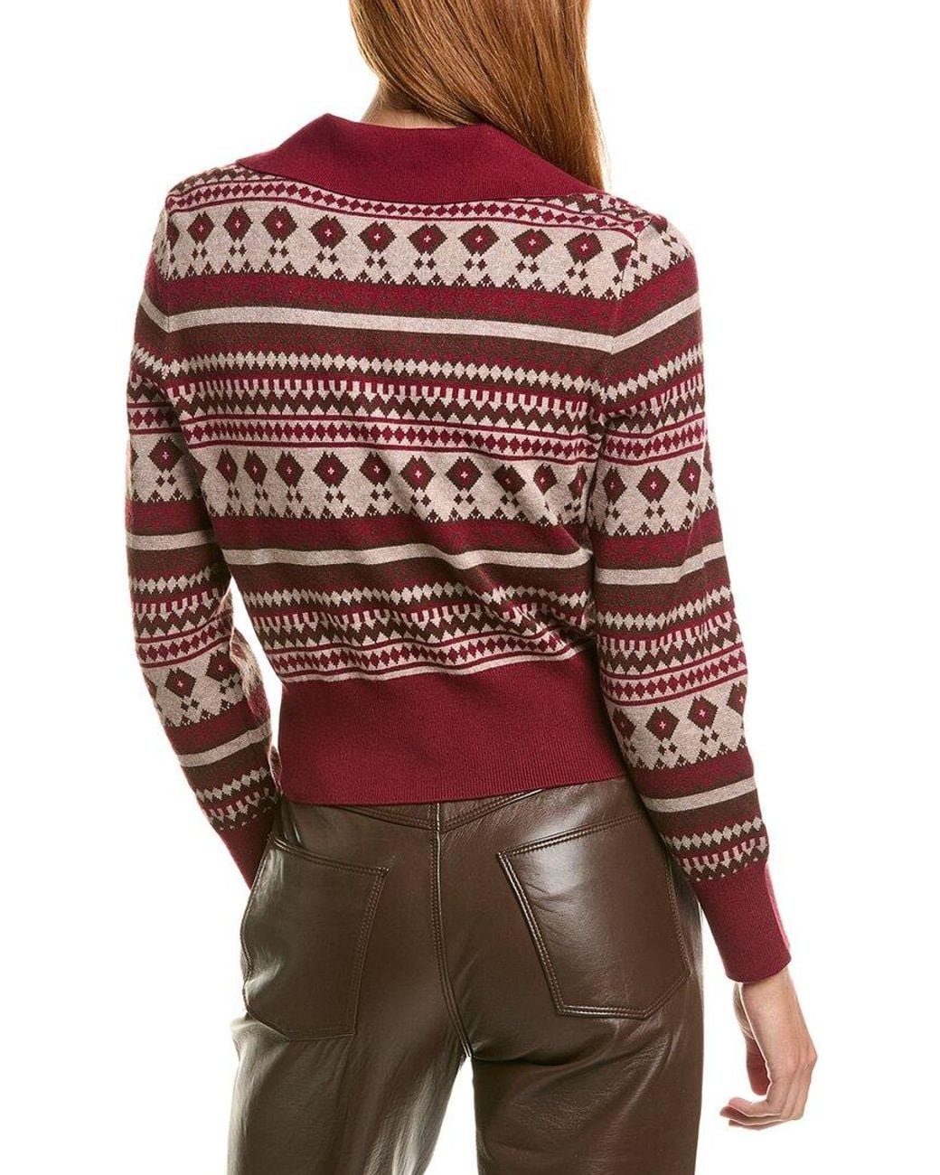 Laundry by Shelli Segal Red Lace Up Cabin Sweater