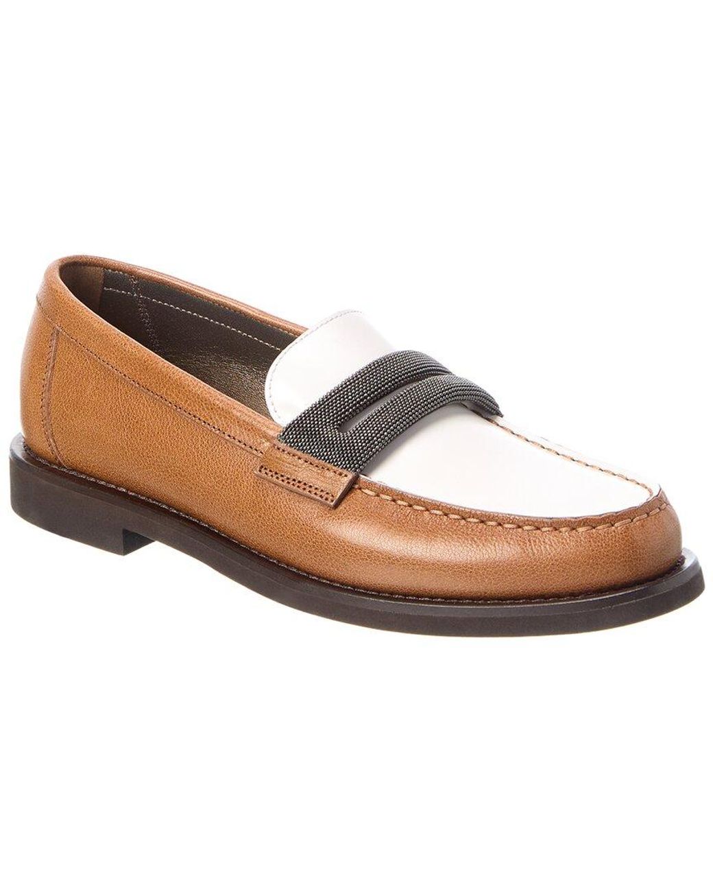 Brunello Cucinelli White Leather Loafer