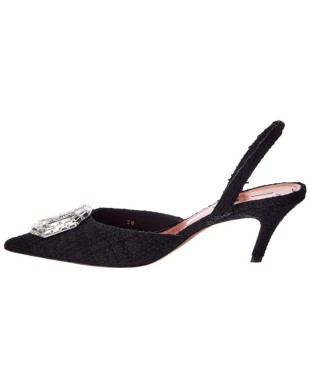 AMINA MUADDI Pink Camelia Tweed Slingback Pump