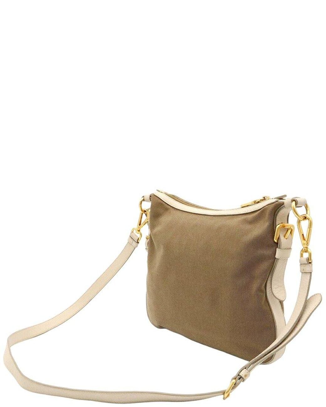 Prada Natural Canvas Logo Jacquard Crossbody (Authentic Pre-Loved)