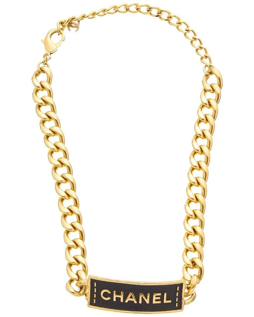 Chanel Metallic Logo Plate Choker Necklace (Authentic Pre-Loved)