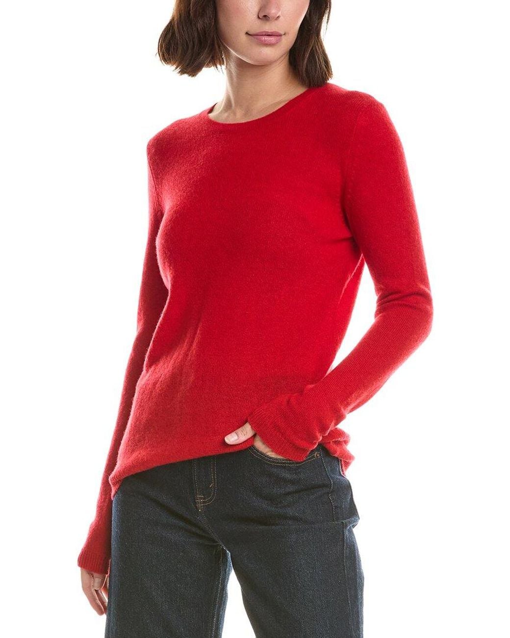Forte Red Basic Crewneck 100% Cashmere Sweater