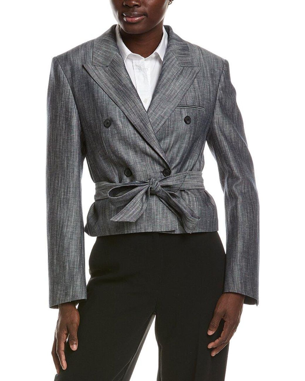 Boss Gray Jelsia Linen-Blend Blazer