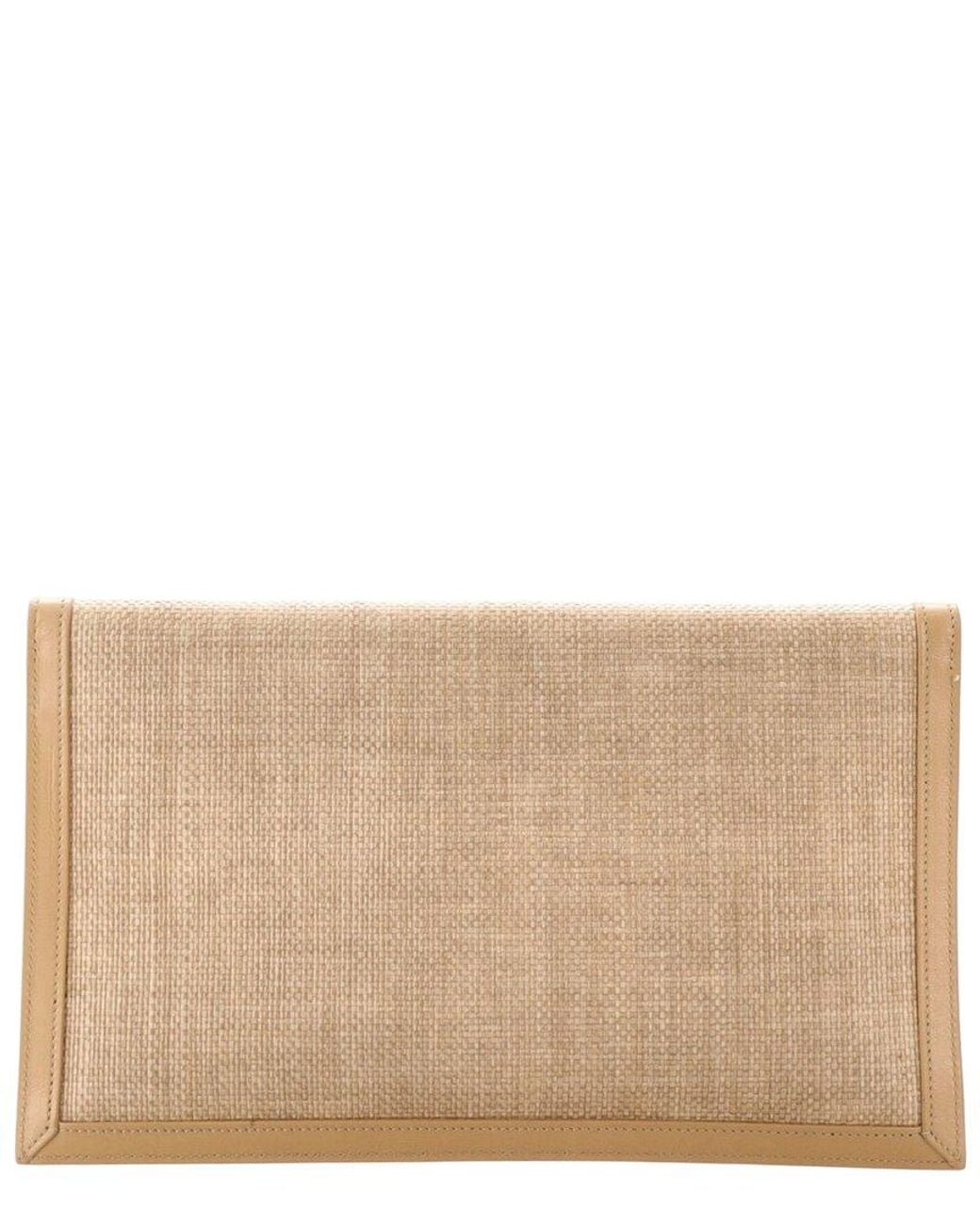Saint Laurent Natural Raffia Uptown Pouch (Authentic Pre-Loved)