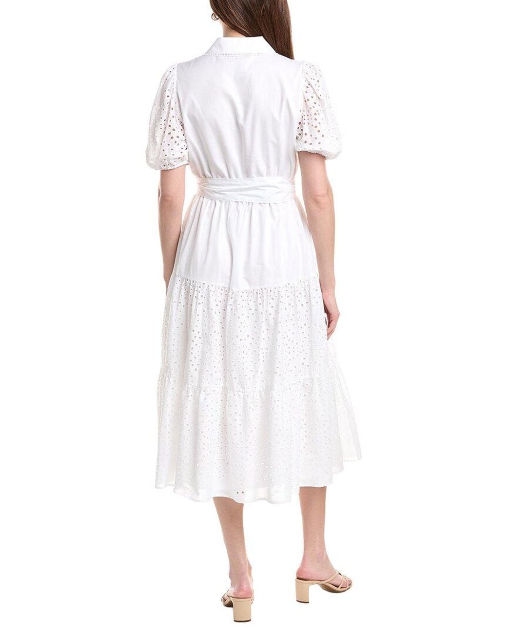 Anne Klein White Puff Sleeve Shirtdress