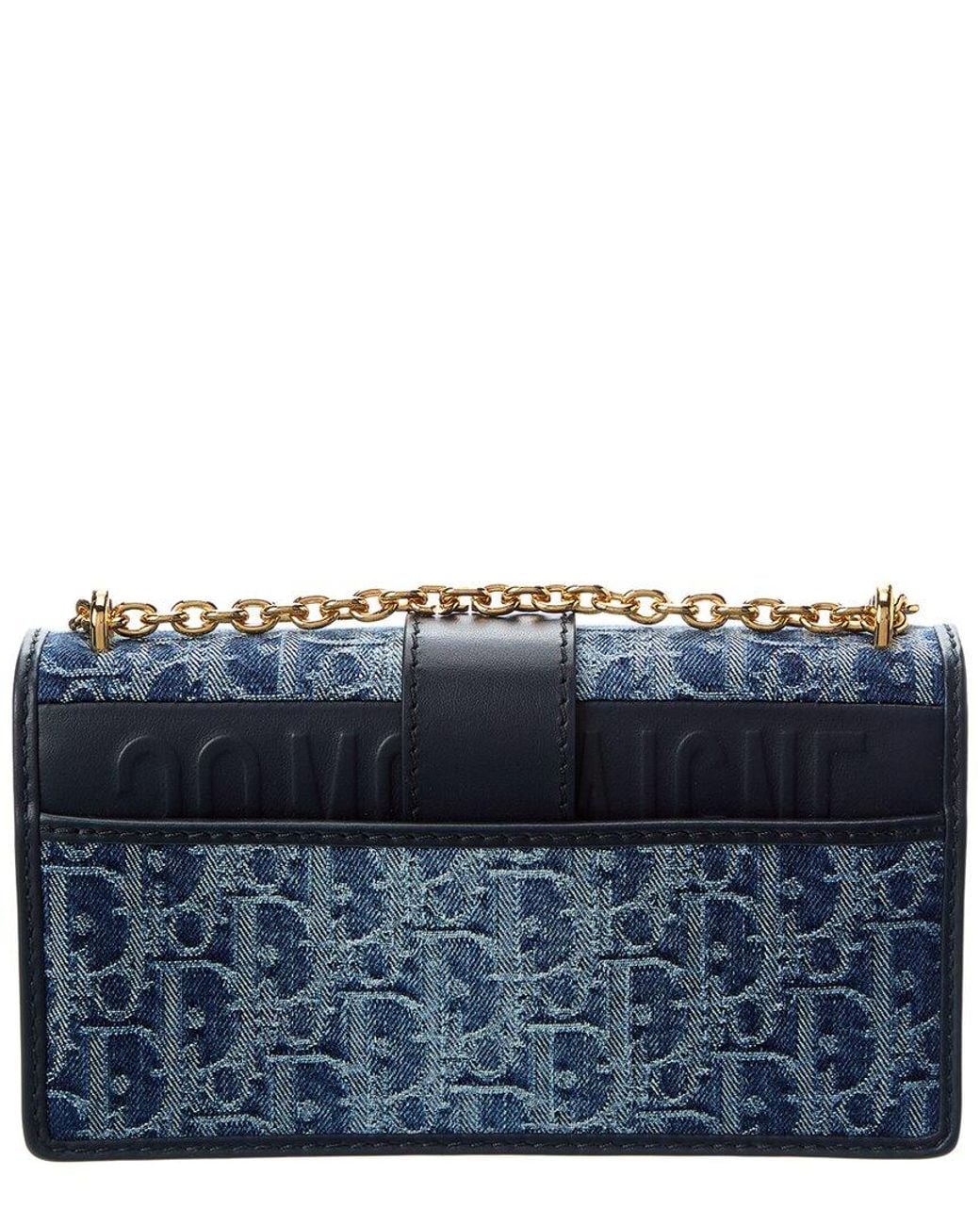 Dior Blue 30 Montaigne Small Denim & Leather Shoulder Bag