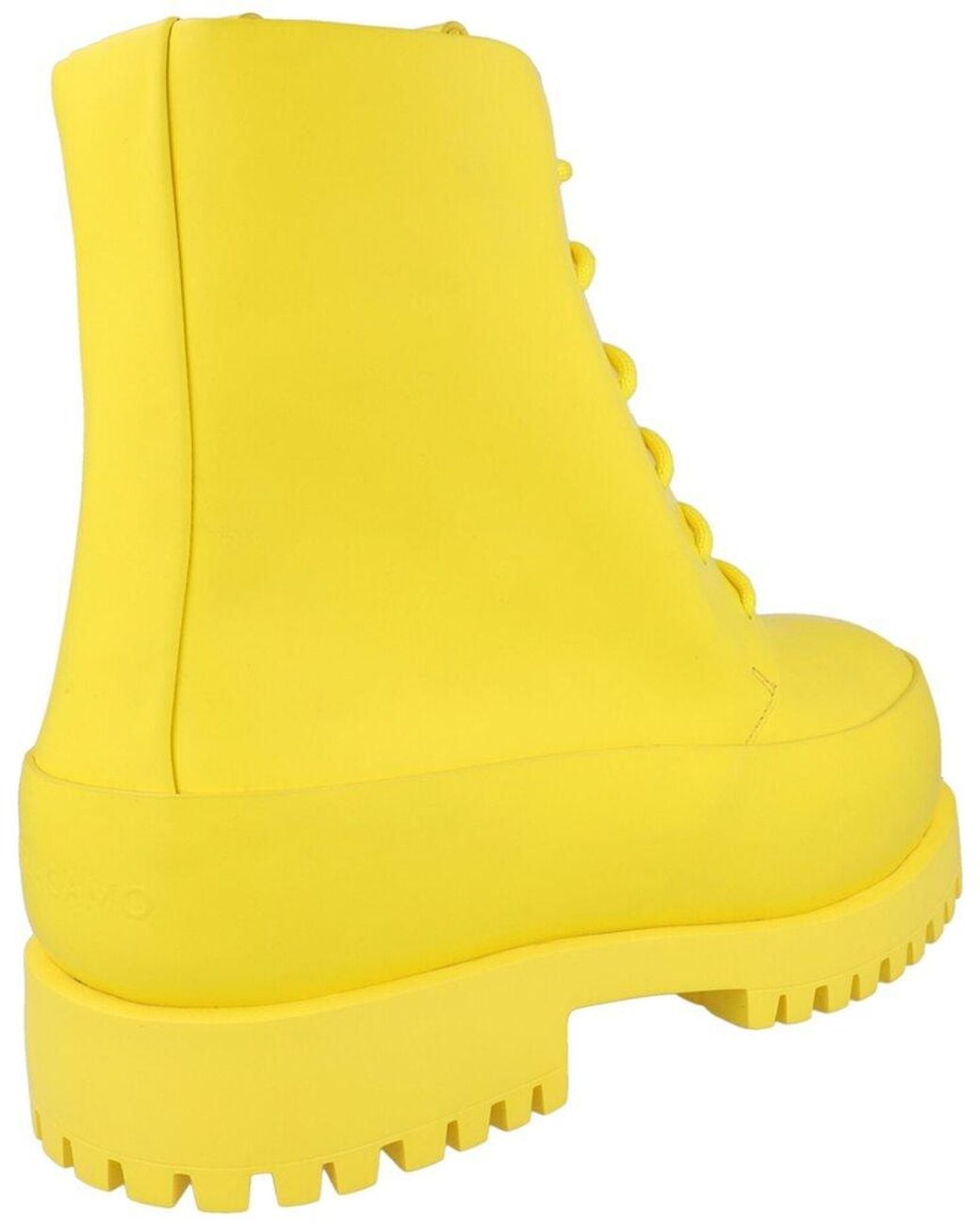 Ferragamo Yellow Fede Leather Combat Boot for men