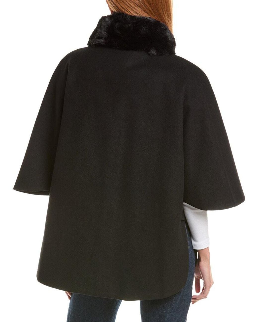 Via Spiga Black Button Front Collar Cape