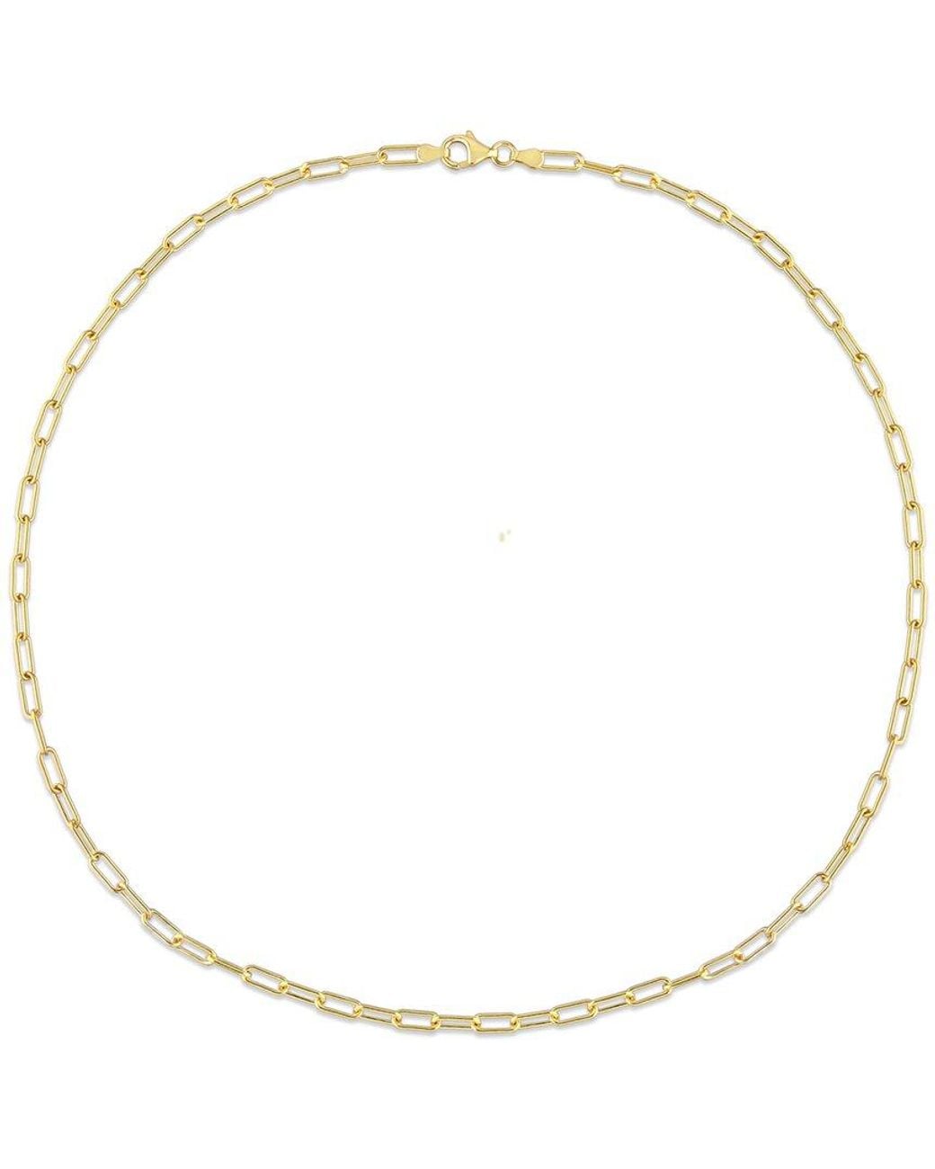 Italian Silver Metallic 18K Over Polished Paperclip Chain Necklace