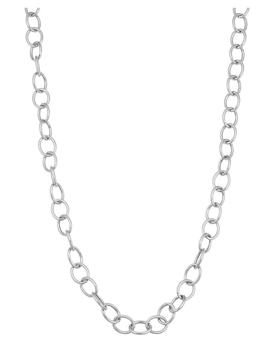 Italian Gold White 14K Italian Oval Link Chain Necklace