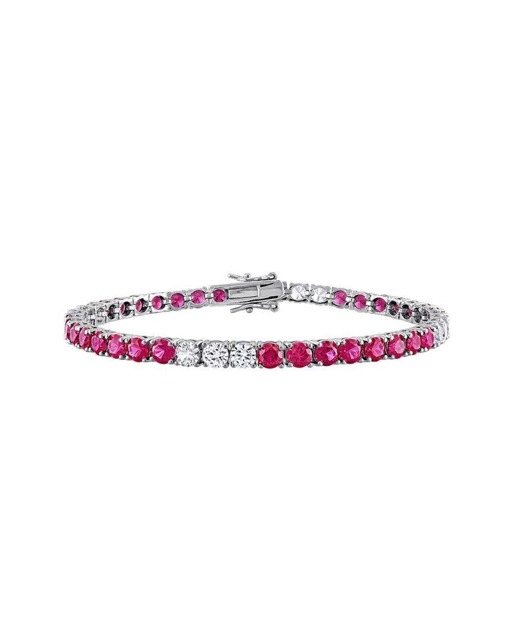 Rina Limor Multicolor 13.44 Ct. Tw. Lab-Grown Ruby And Sapphire Tennis Bracelet