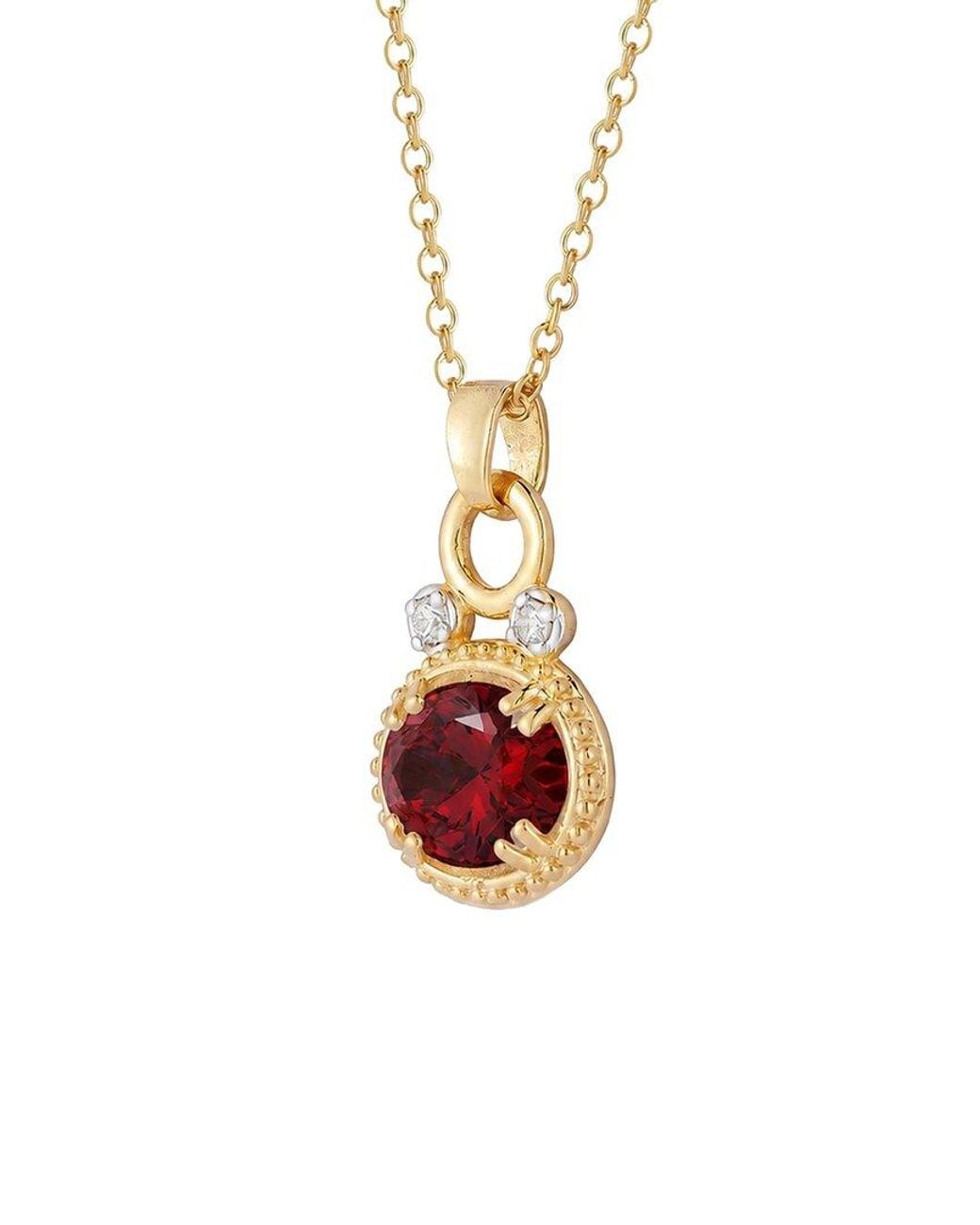 Reiss White 14K 2.55 Ct. Tw. Diamond & Garnet Necklace
