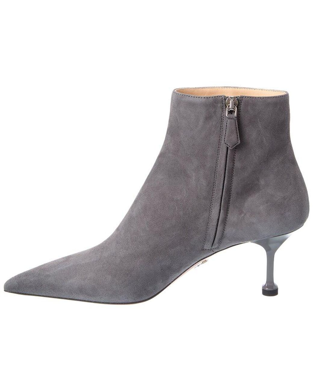 Prada Gray 65 Suede Bootie