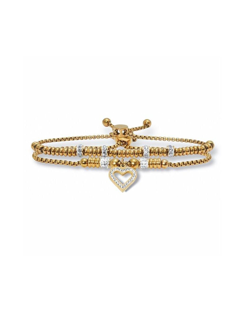 Palmbeach Jewelry White Plated Stainless Steel Crystal Bracelet