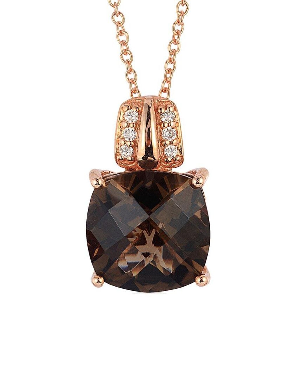 Le Vian White Le Vian 14K Rose 3.28 Ct. Tw. Diamond & Smoky Quartz Necklace