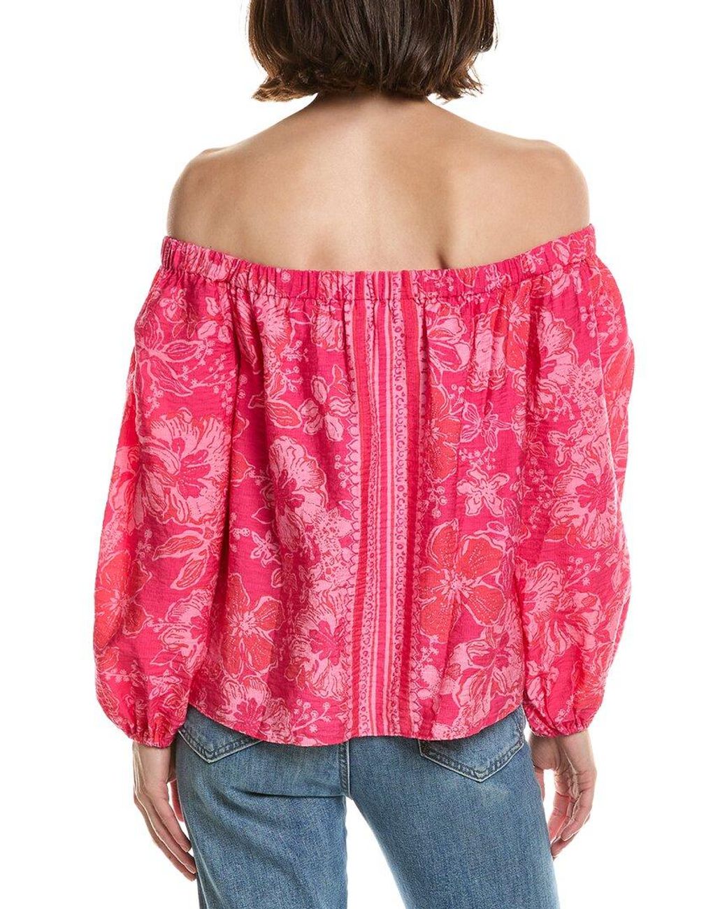 Lilly Pulitzer Red Elizabethan Off The Shoulder Top