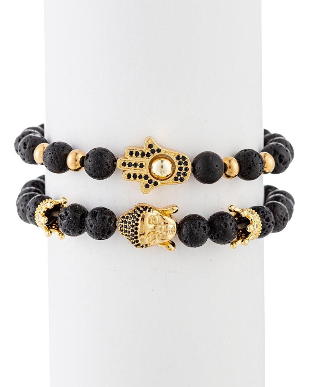Eye Candy LA Metallic Luxe Collection Lava Bead Ethan Stretch Bracelet