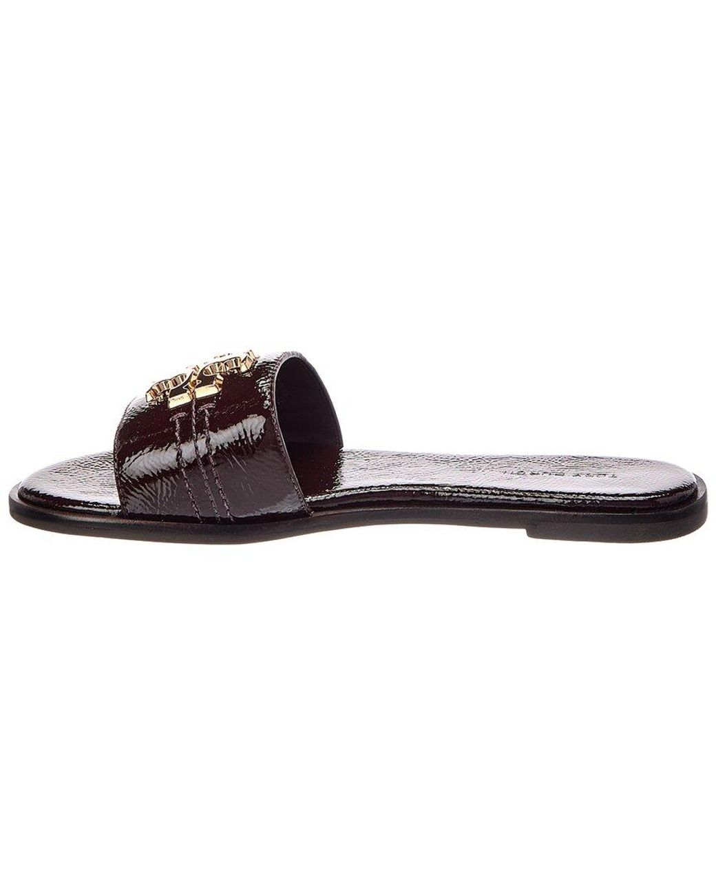 Tory Burch Brown Everly Patent Slide Sandal
