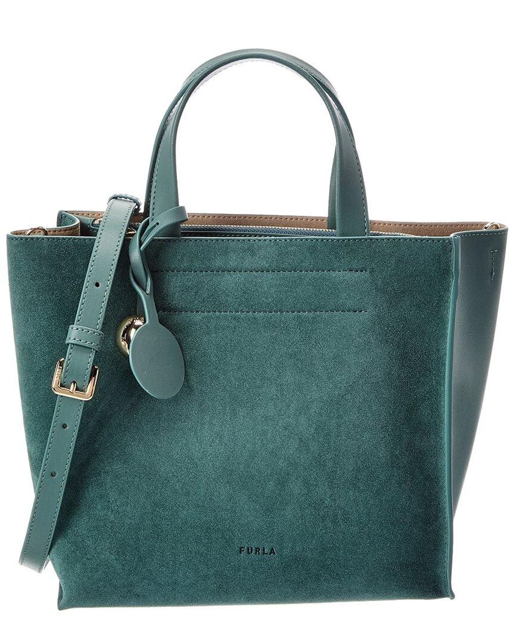 Furla Green Divide It Small Leather Tote