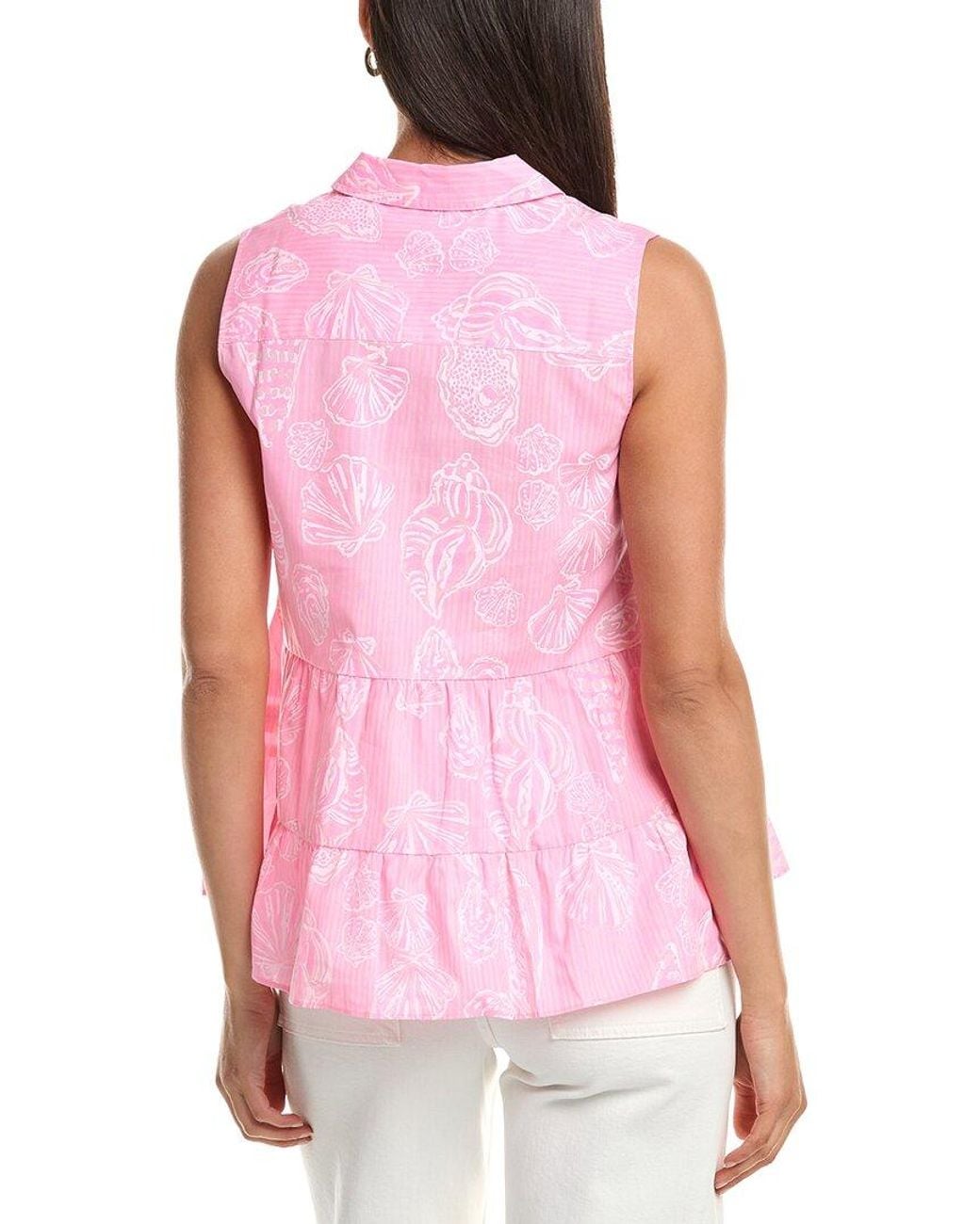 Lilly Pulitzer Pink Breah Sleeveless Button Down Top