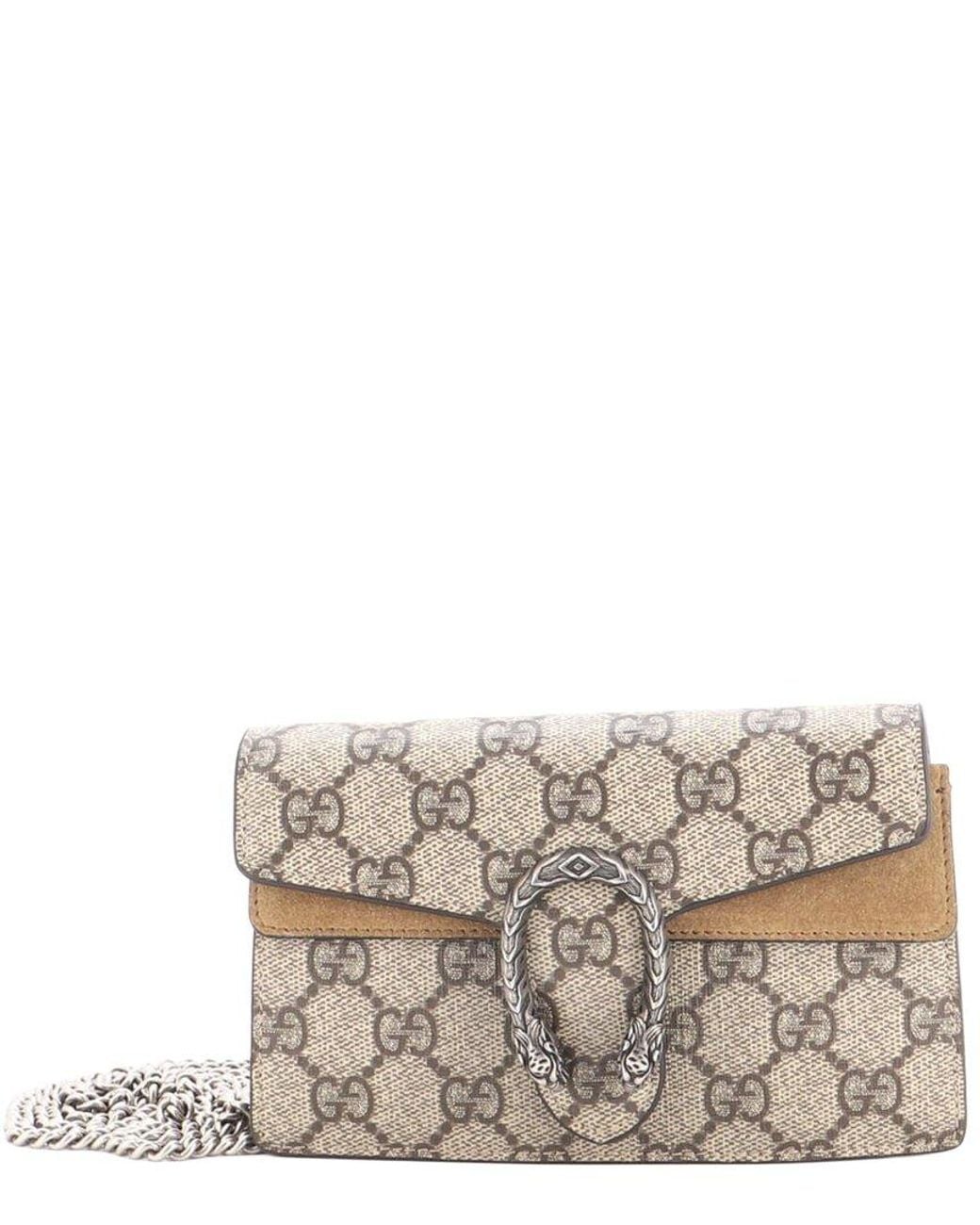 Gucci Gray Gg Coated Canvas Dionysus Bag Super Mini (Authentic Pre-Loved)