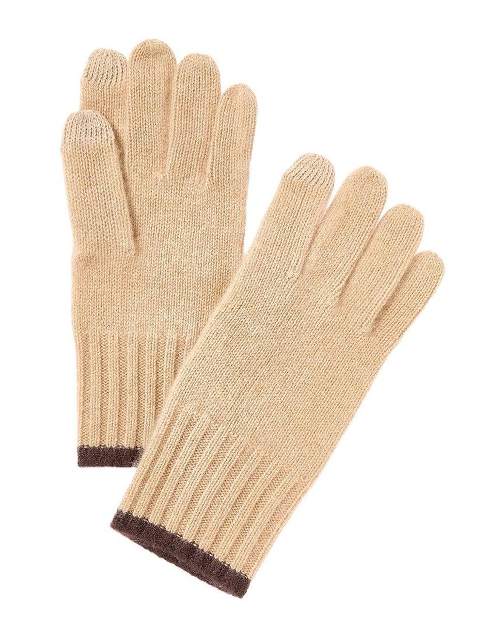 Phenix Natural Tipped Rib Cuff Cashmere Gloves