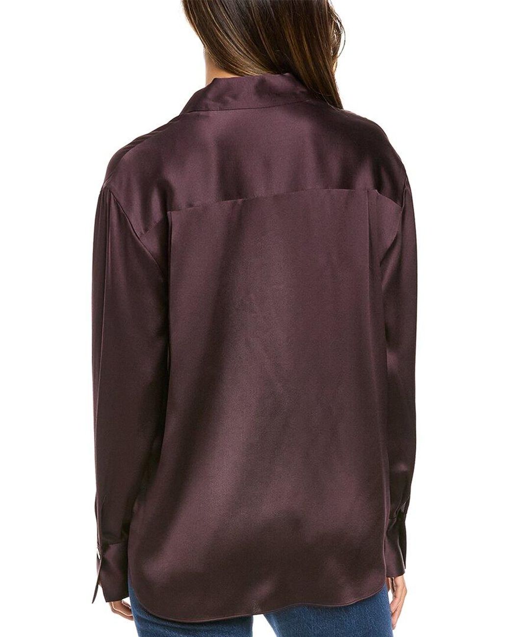 Vince Relaxed Silk Blouse in Purple | Lyst