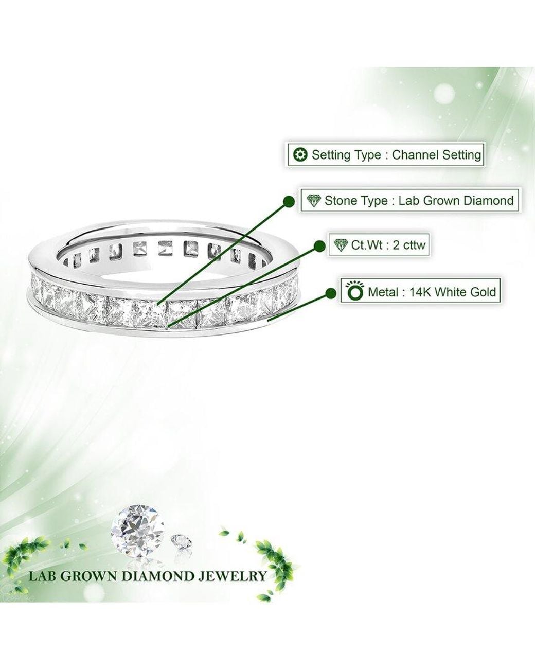 Amairah White 14K 2.00 Ct. Tw. Lab-Grown Diamond Eternity Ring