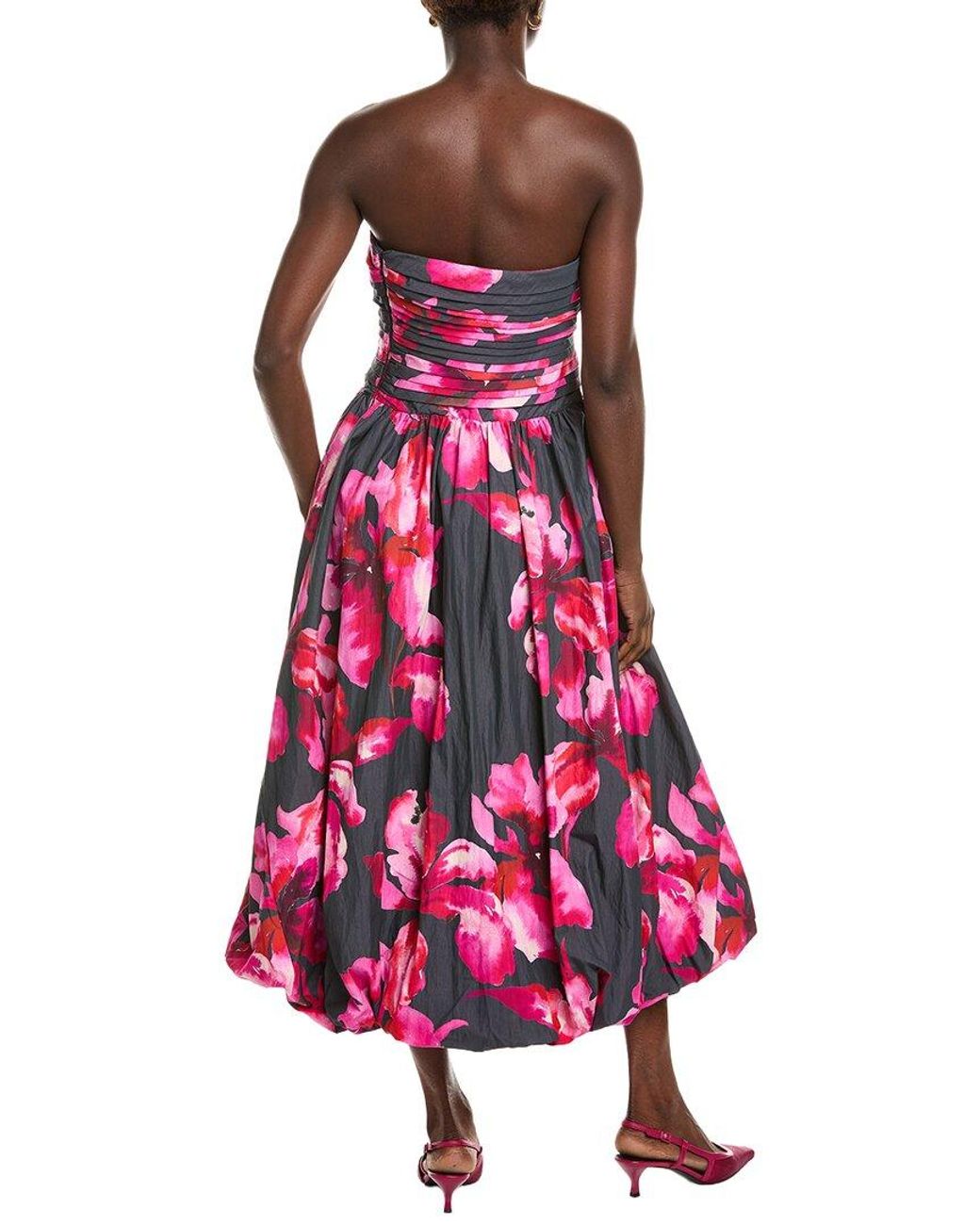 AMUR Red Helena Bubble Midi Dress