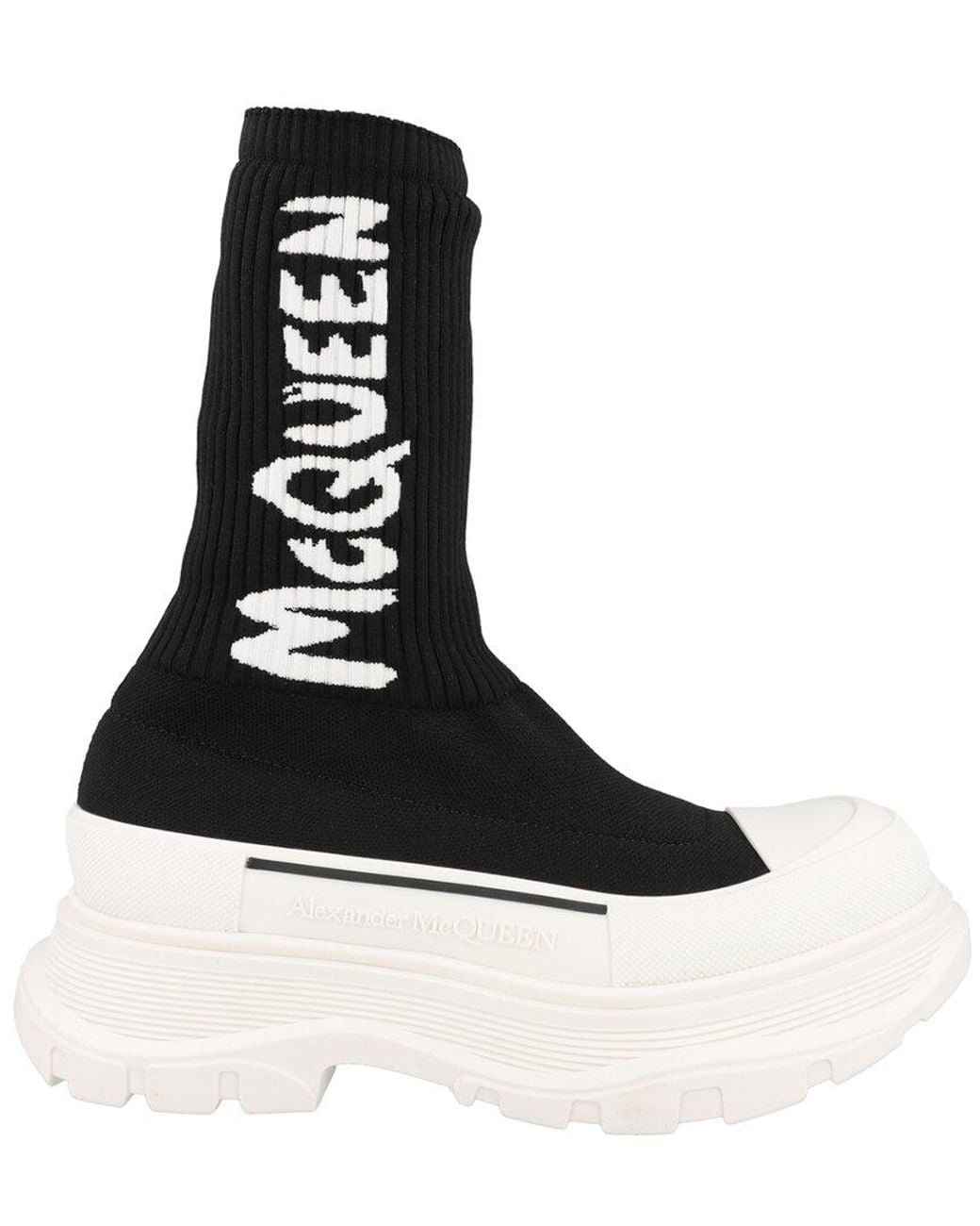 McQueen Black Ribbed Tread Slick Boot