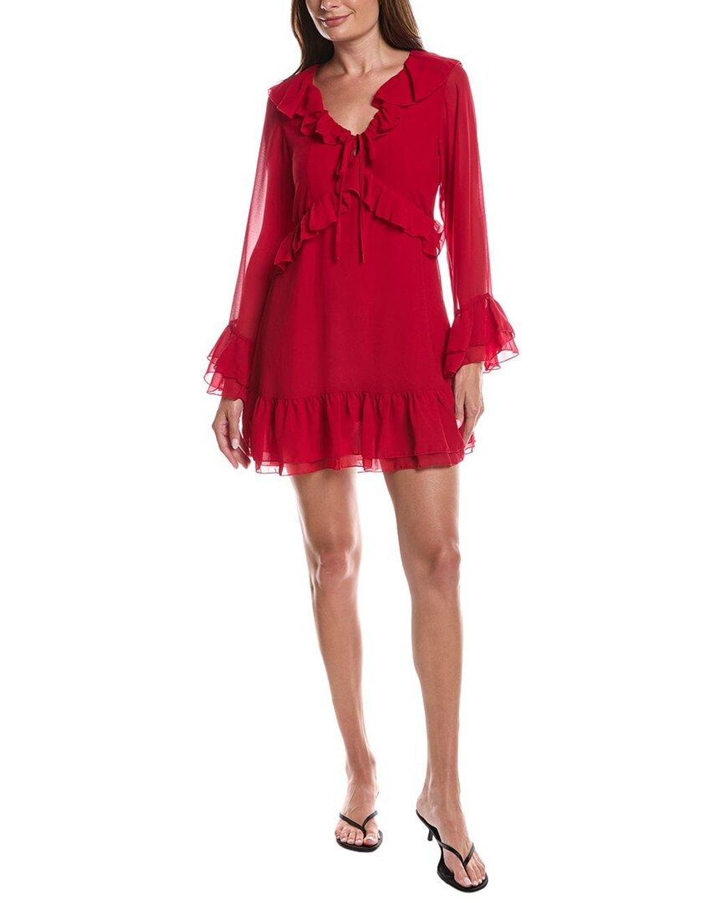 LAYERED WITH LOVE Red Rosaria Printed Lace Mini Dress