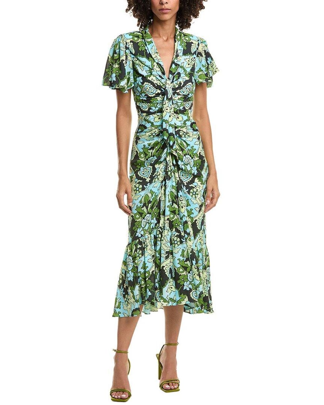 Cinq À Sept Green Damask Peeta Dress