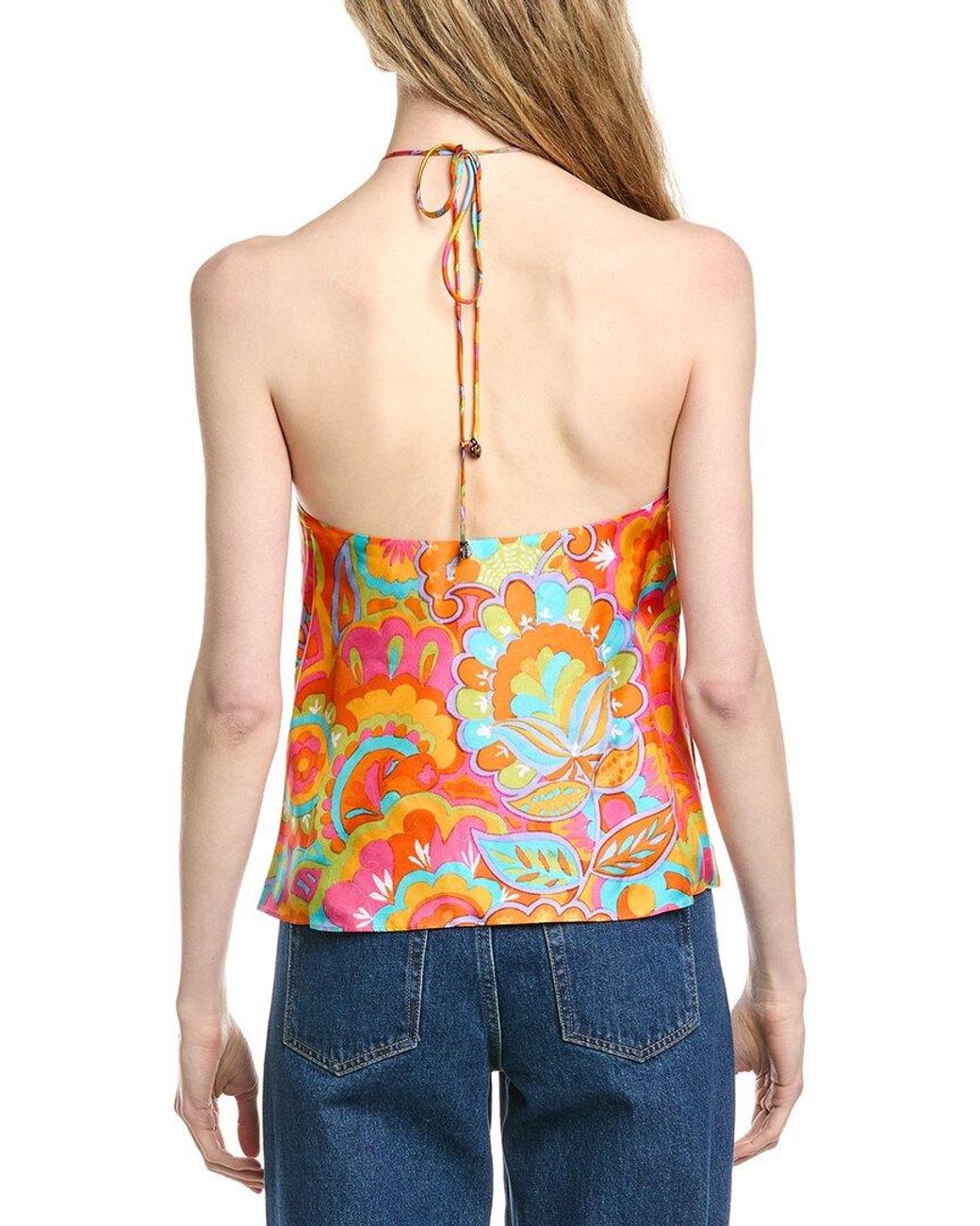 FLORA BEA NYC Orange Brodie Silk Top